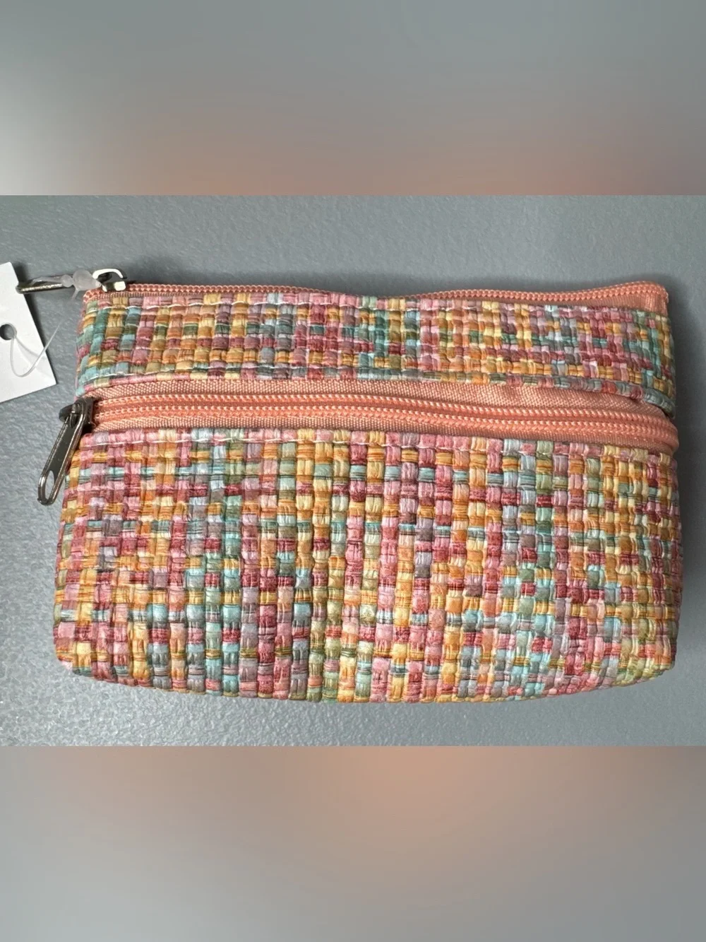 Woven Multicolor Cosmetic coin purse change bag pastel